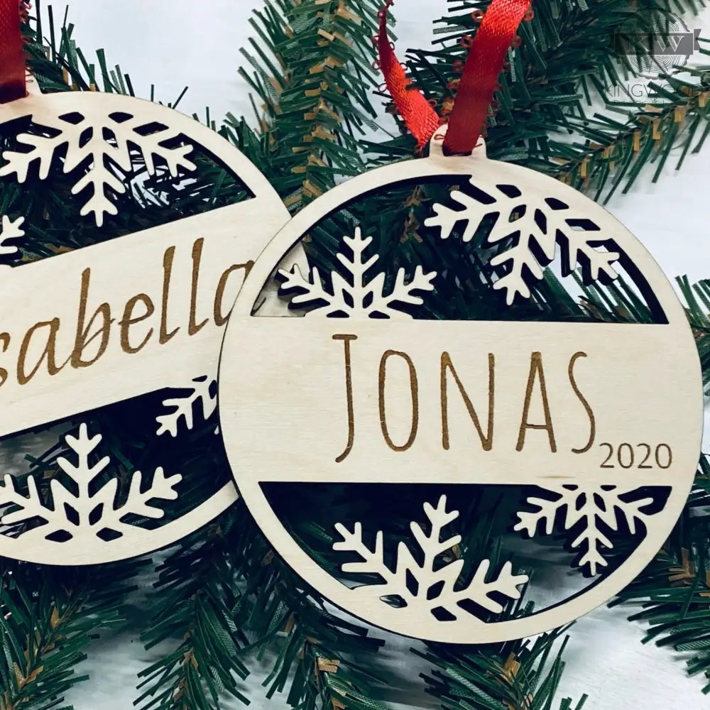 Personalized family name laser engraved christmas ornament