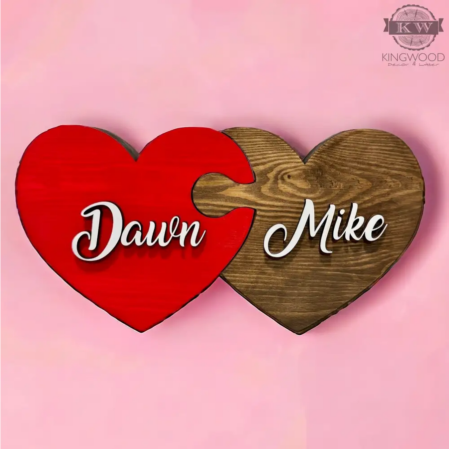 Personalized heart puzzle decor symbolizing connection 3d