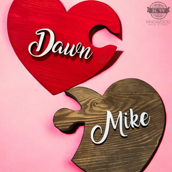 Personalized heart puzzle decor symbolizing connection 3d