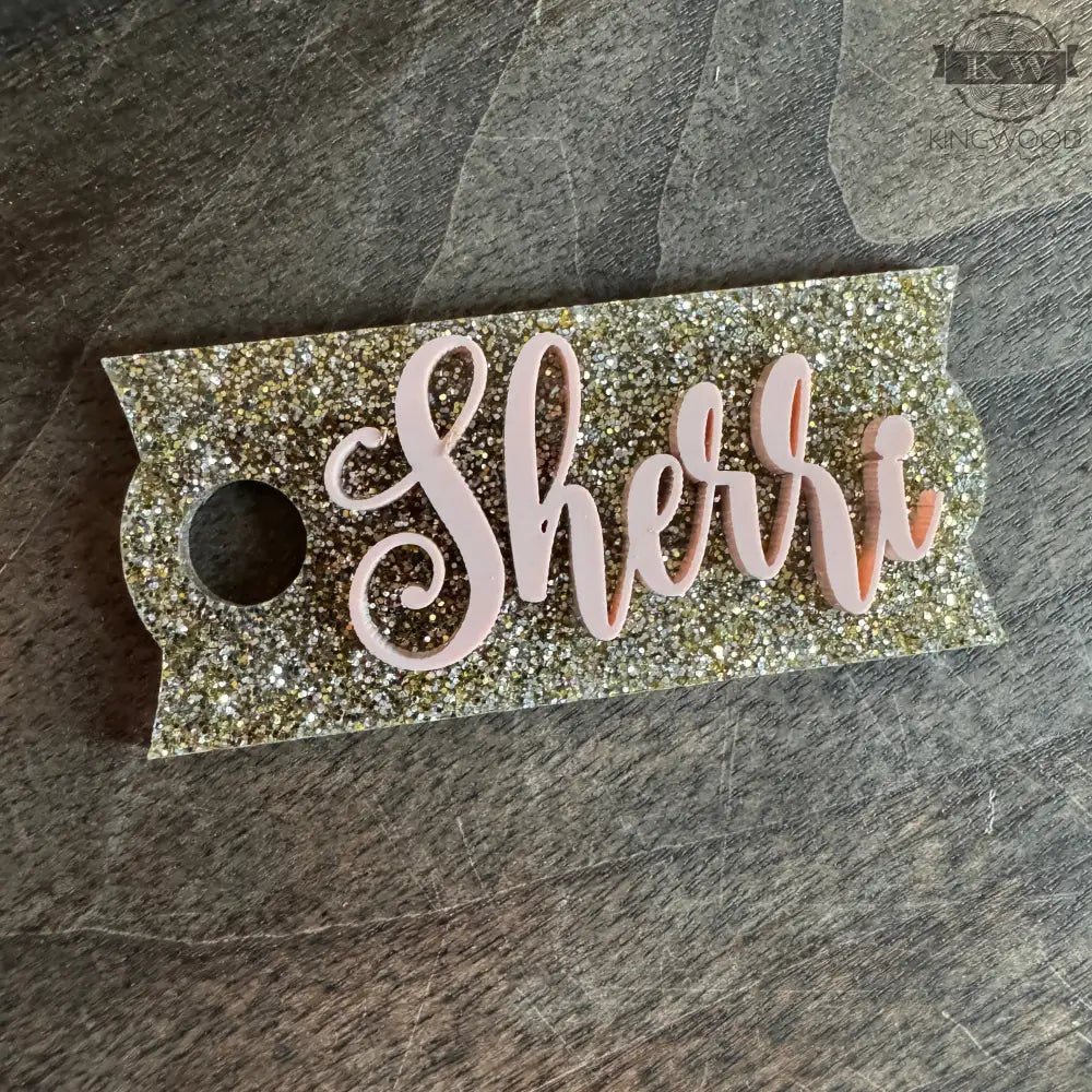 Personalized nameplate topper for stanley cup drinkware