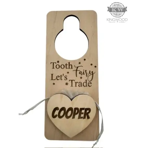 Wooden tooth fairy door hanger for kids and toddlers personalized for the tooth fairy door