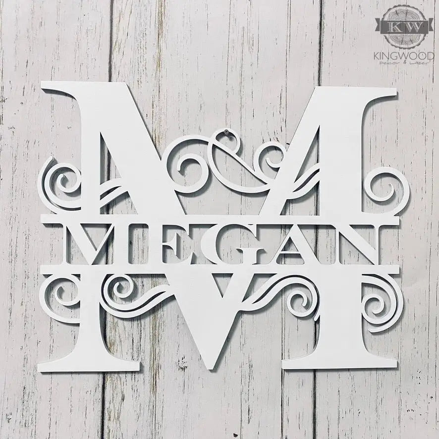 Personalized wood letter monogram sign – 11’’ tall 3d laser
