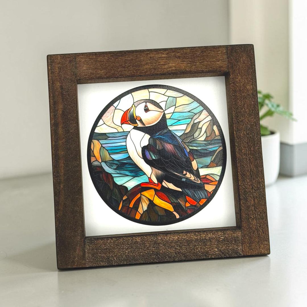 Newfoundland Puffin Framed Sign - 6 x 6 in.