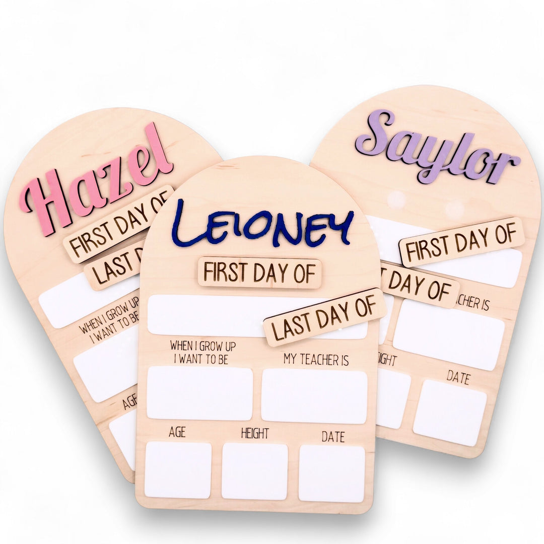 Customizable First & Last Day of School Board – Reusable Wooden Photo Prop