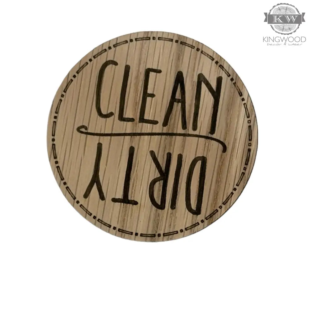 Wooden clean dirty magnet for dishwasher engraved status