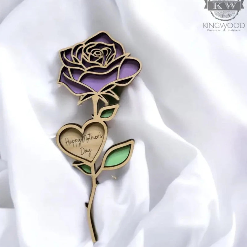 Wooden mother’s day rose 3d laser cut, _label_new, alberta,