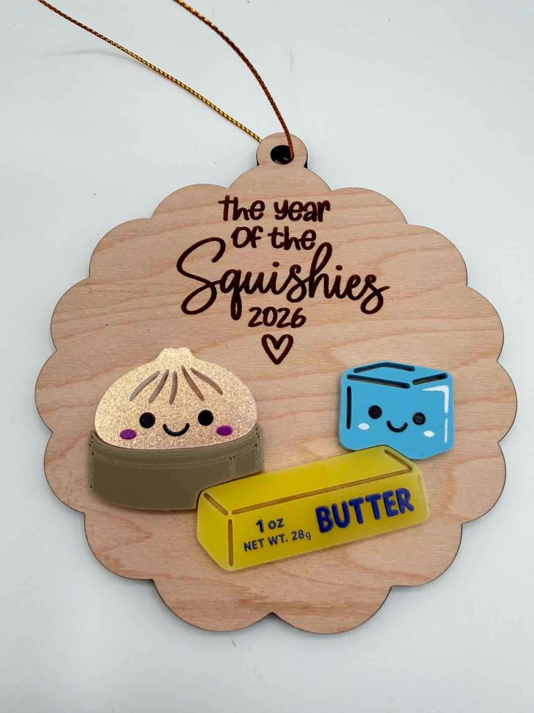 The Year of the Squishies 2026 handmade layered wooden ornament