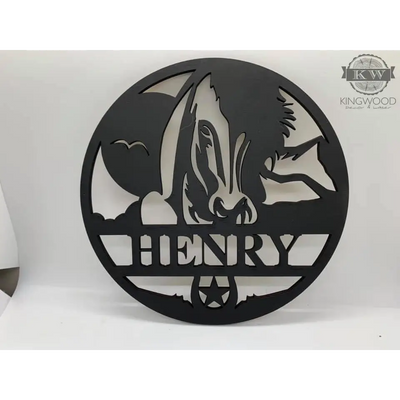 Animal - outdoor theme name sign - personalize round signs