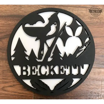 Animal - outdoor theme name sign - personalize round signs