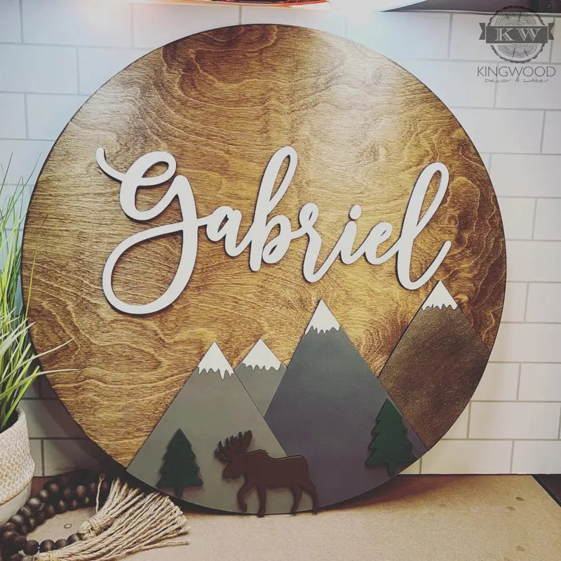 Boys nursery round name signs 3d laser cut, _label_new,