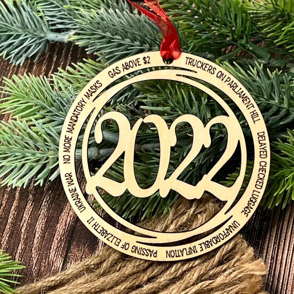 Laser engraved maple wood Christmas ornament for 2022 year in review