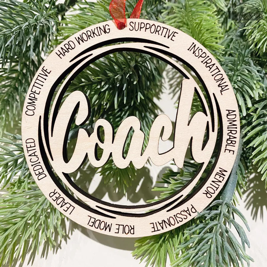 Wooden coach ornament for Christmas decor in Fort Mcmurray, ideal for festive decorating