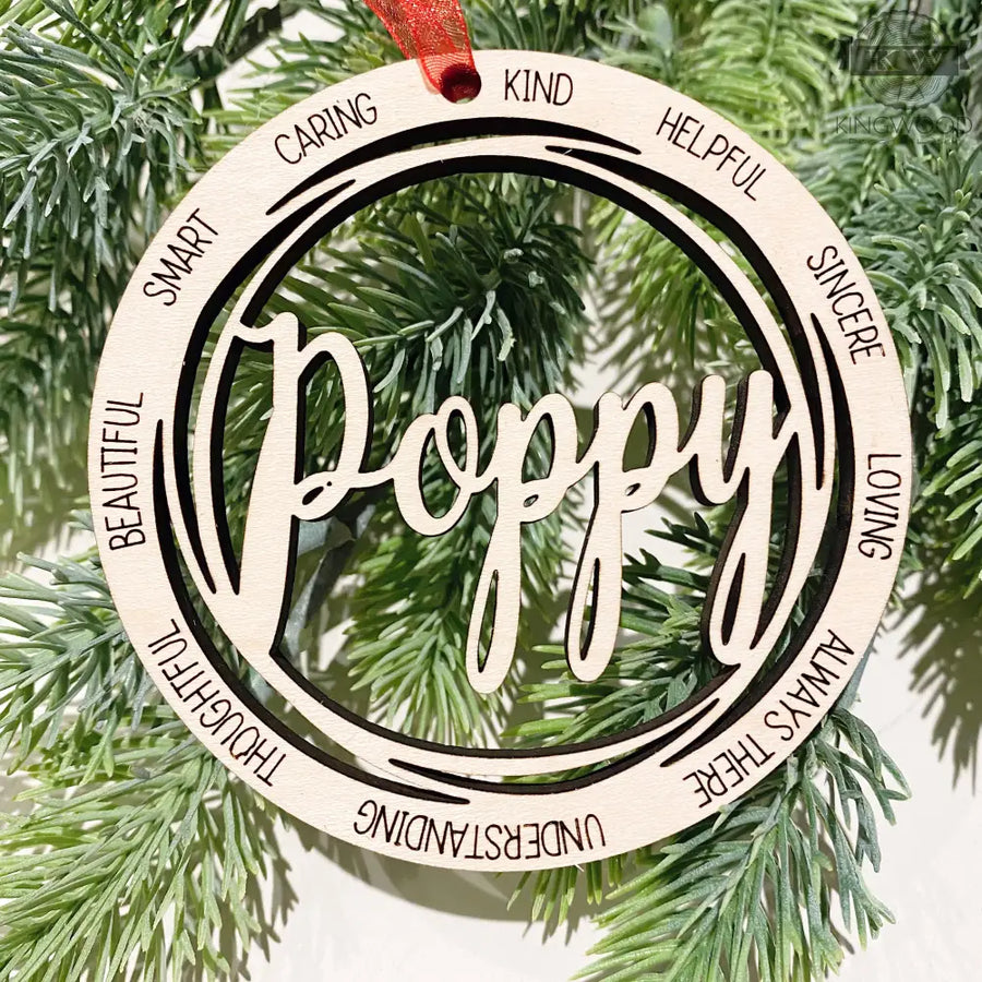 Wooden decor poppy ornament with Poppy cutout from Maple wood for Fort McMurray
