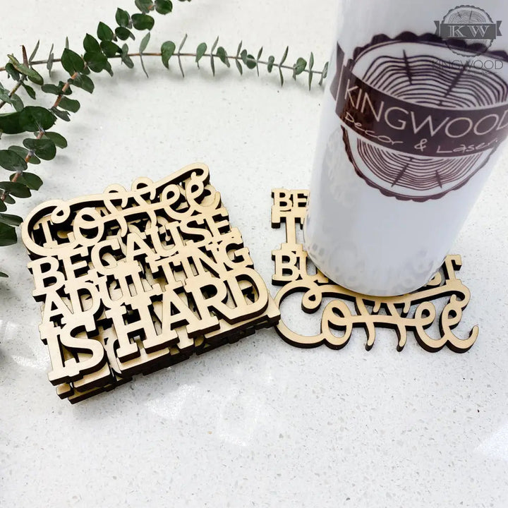 Elegant laser cut coasters crafted from wood showcasing intricate design details
