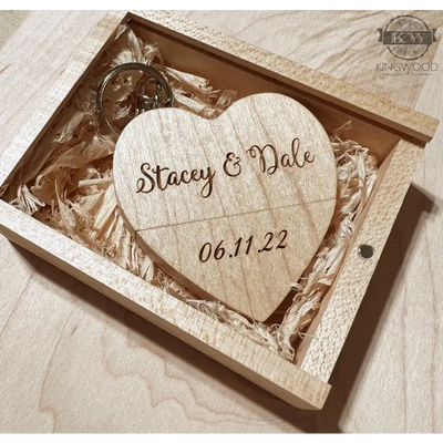 Engraved maple wooden heart shape usb drive - 64gb