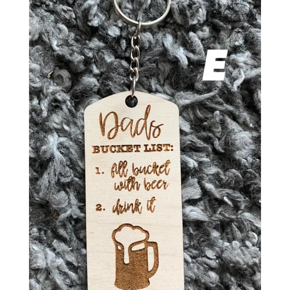 Premium laser engraved wooden keychain featuring Dad’s Bucket List for Father’s Day celebrations