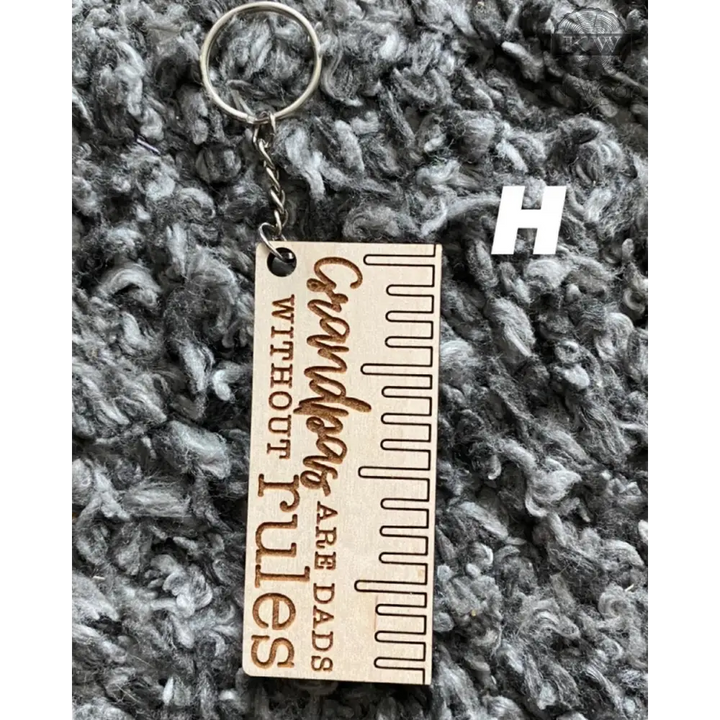 Wooden keychain with ruler design, perfect for Father’s Day wooden keychains gift