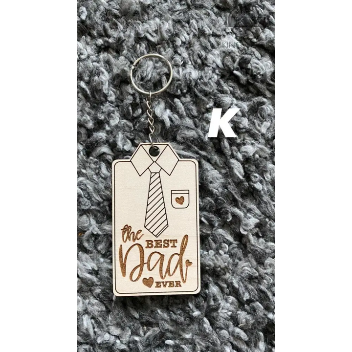 Father’s Day wooden keychain with laser engraved design, a premium keepsake item
