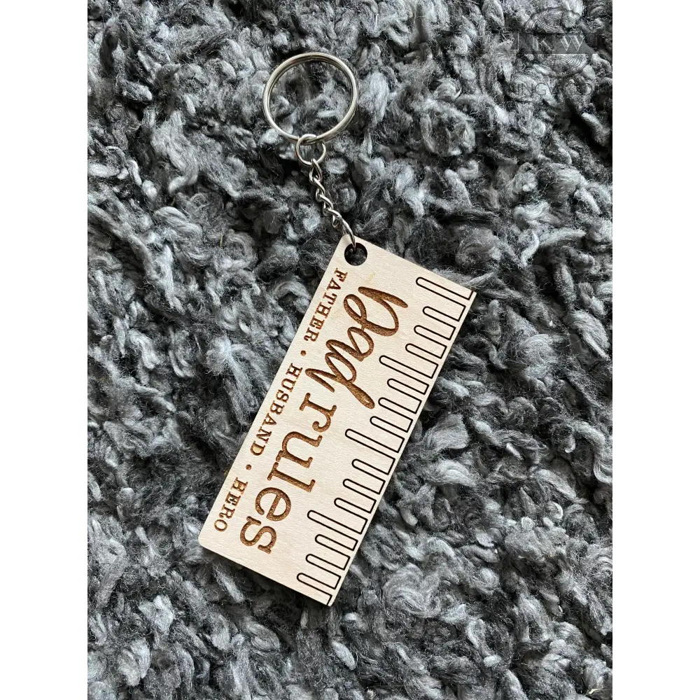 Wooden Dad Rules keychain from Father’s Day wooden keychains collection, premium engraved keepsake