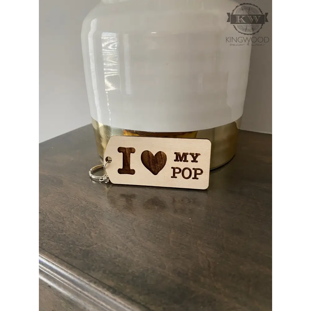 Wooden I Love My Pop keychain from Father’s Day wooden keychains collection