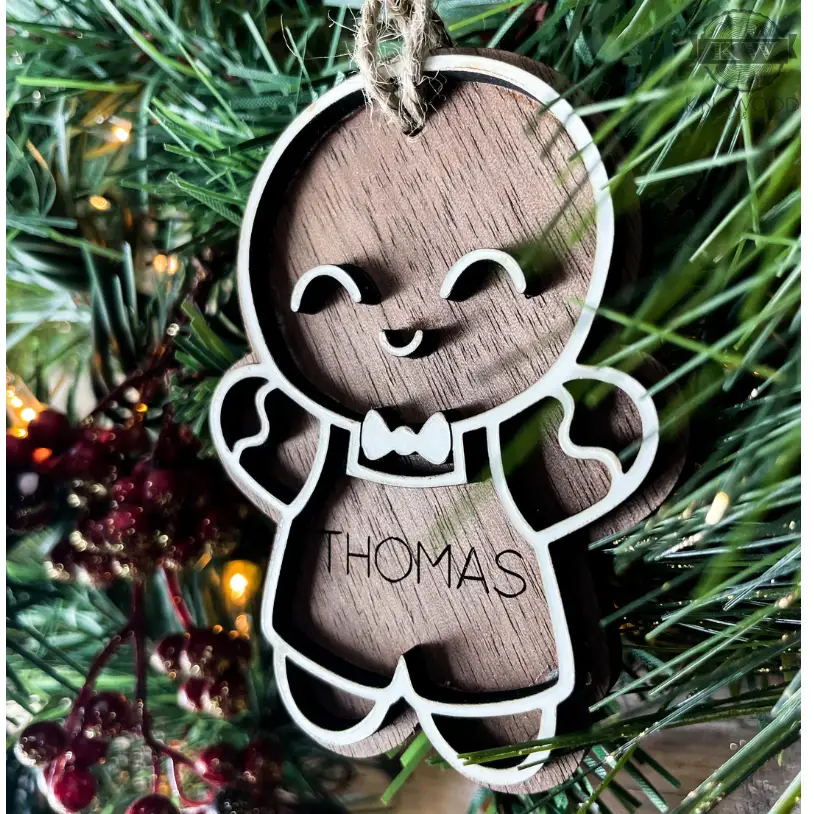Gingerbread ornaments with names 3d laser cut, _label_new,