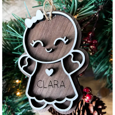 Gingerbread ornaments with names 3d laser cut, _label_new,