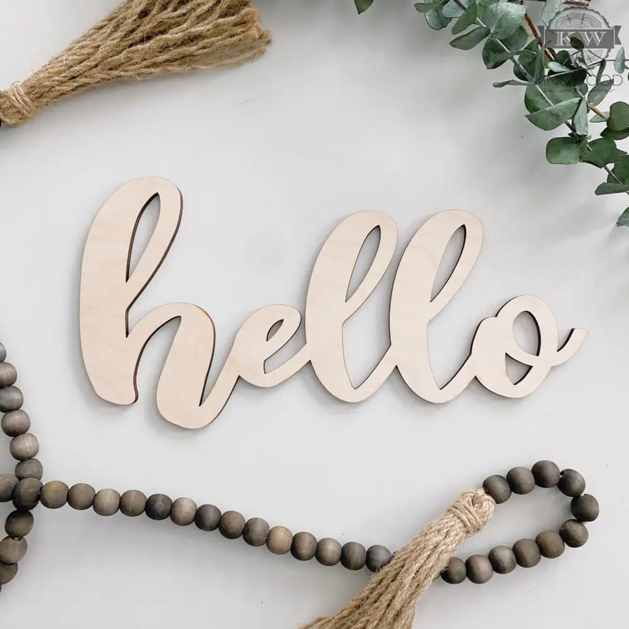 Hello - 12 x 6” laser cut from maple cnc, home, 