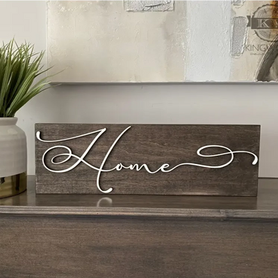 Home sign with white 3d lettering - 5.5 x 17 3d laser cut,