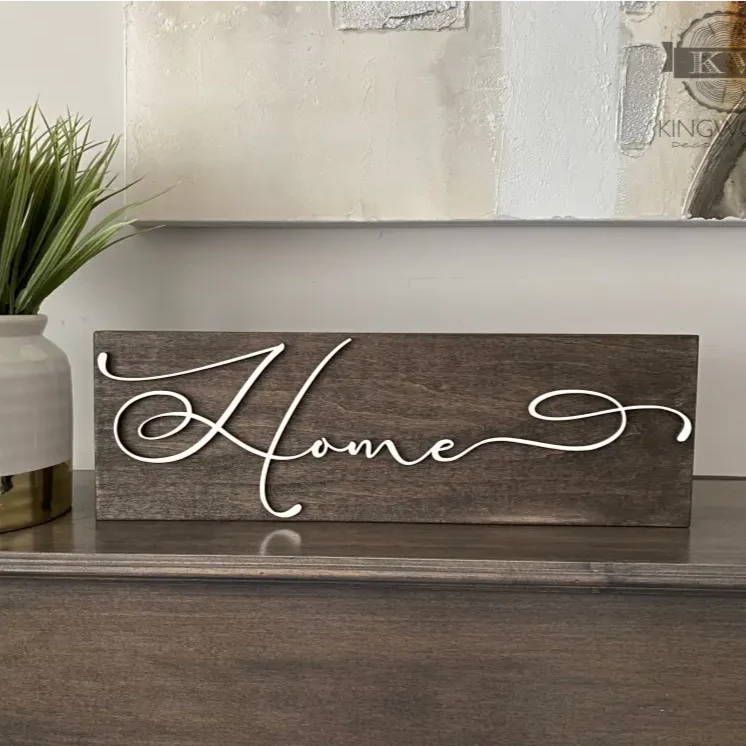 Home sign with white 3d lettering - 5.5 x 17 3d laser cut,