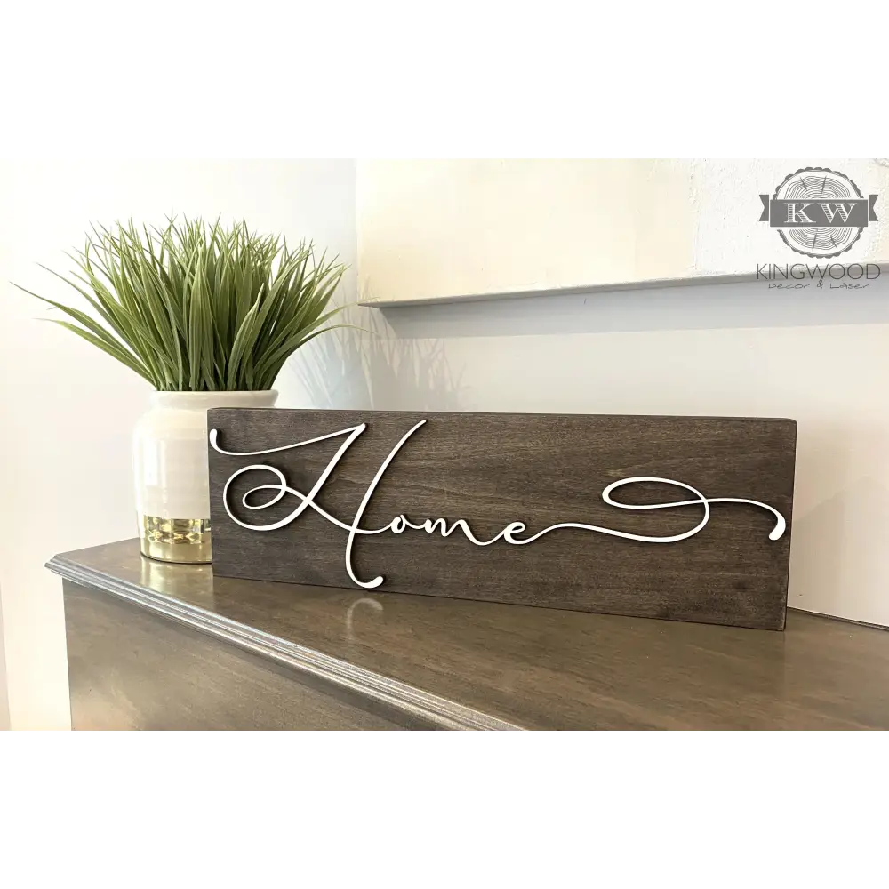 Wooden home sign with laser cutout letters ideal for provincial map or cutting boards display