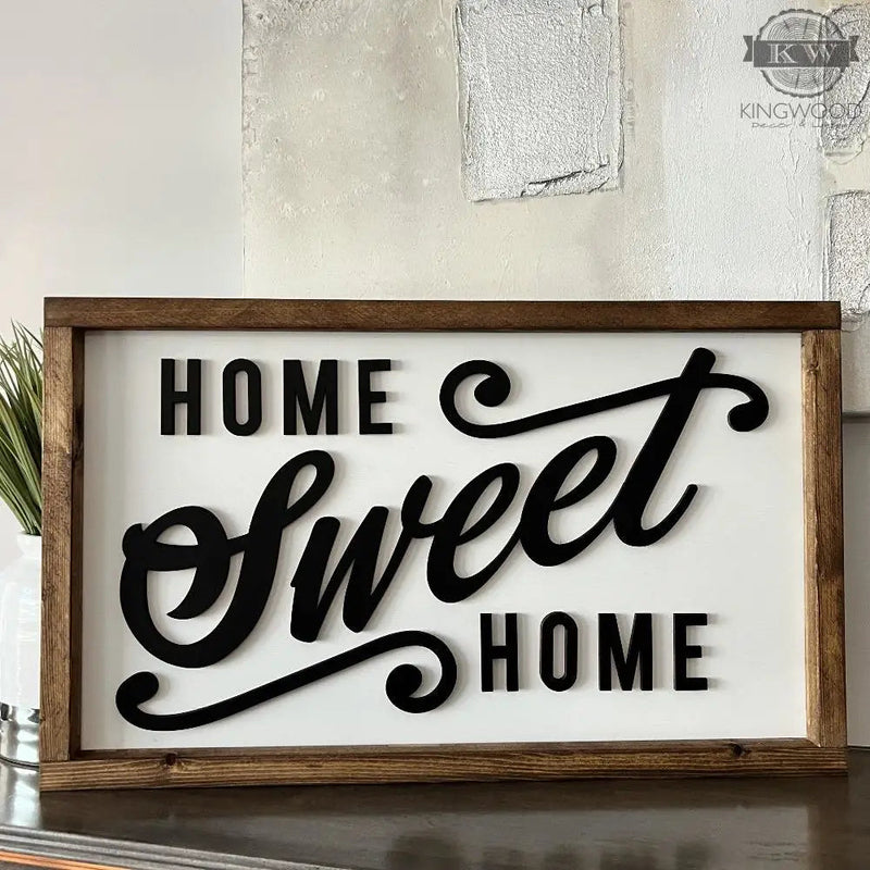 Home sweet home- 3d laser cut words - framed sign (20 x 12)