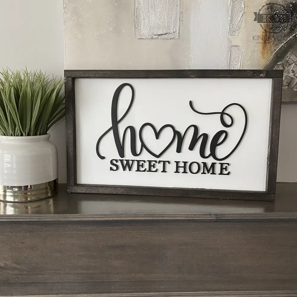 Framed Home Sweet Home 3D laser cut words wooden sign with maple frame for home decor