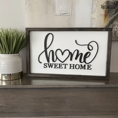 Home sweet home - 3d laser cut words - framed sign (20 x 12)