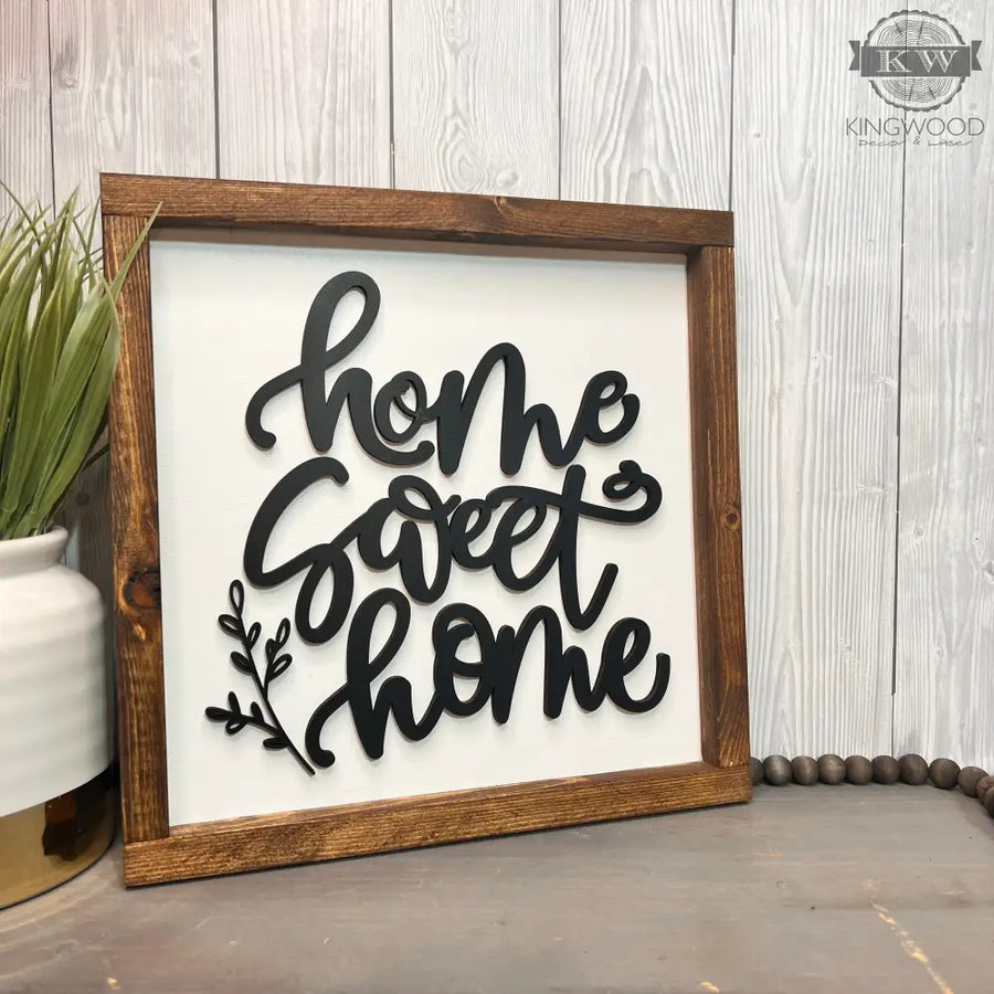 Home sweet home - 3d laser cut words - framed sign 10off, 3d