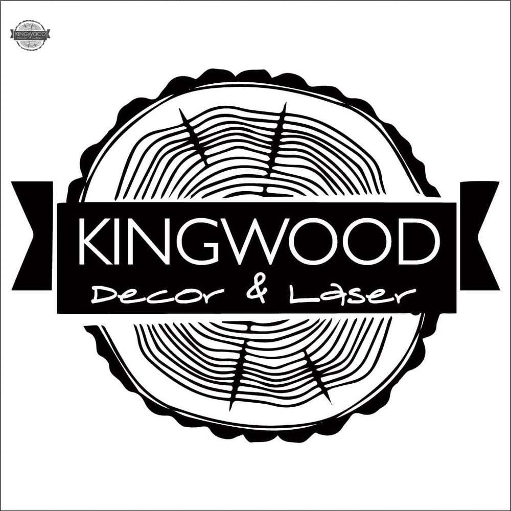 Wood-themed logo for Kingwood Decor laser gift card, ideal for gift card presentation