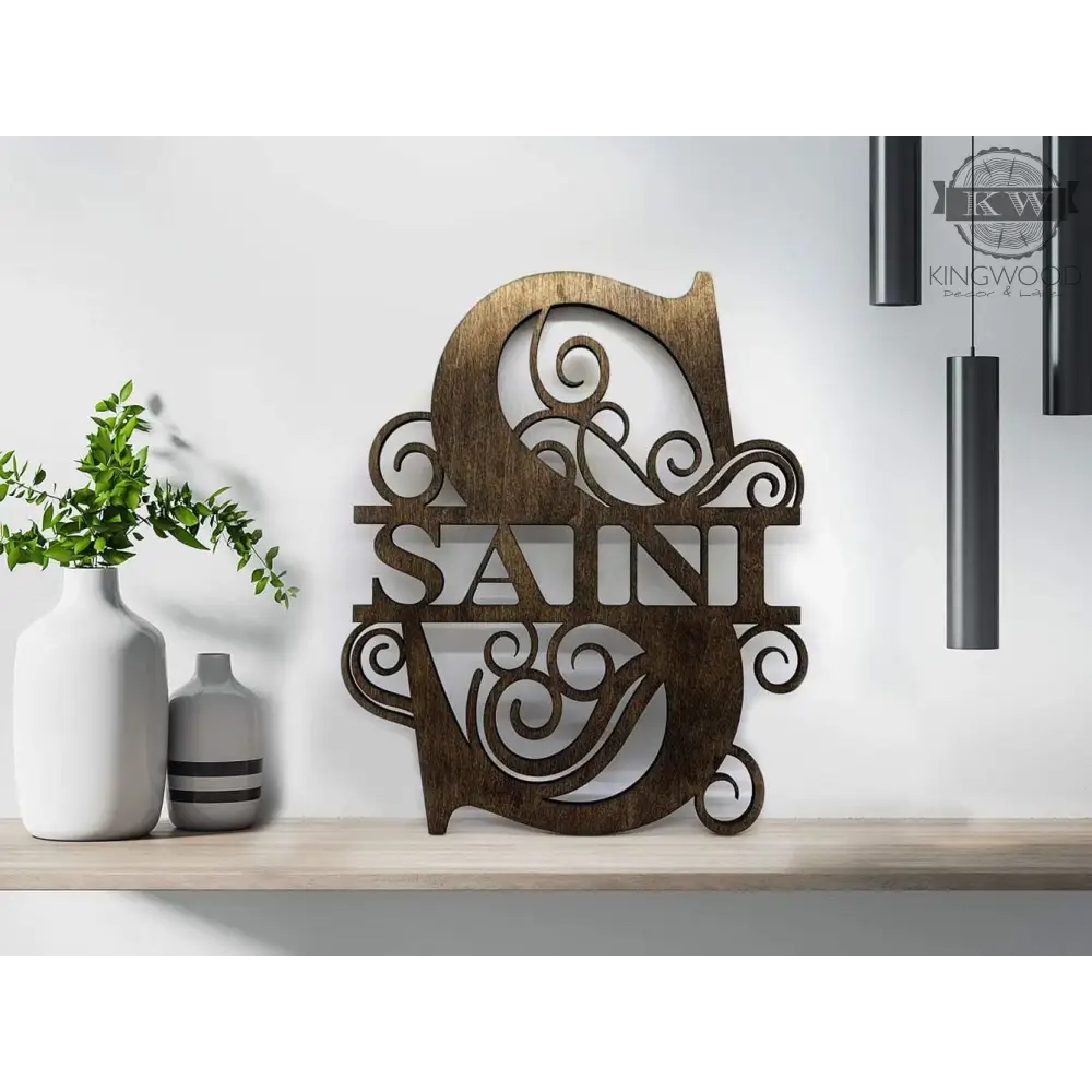 Wooden letter S monogram for large family monogram signs personalized wood decor