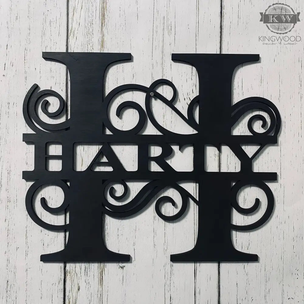 Black metal monogram for large family personalized wood decor with large family monogram signs