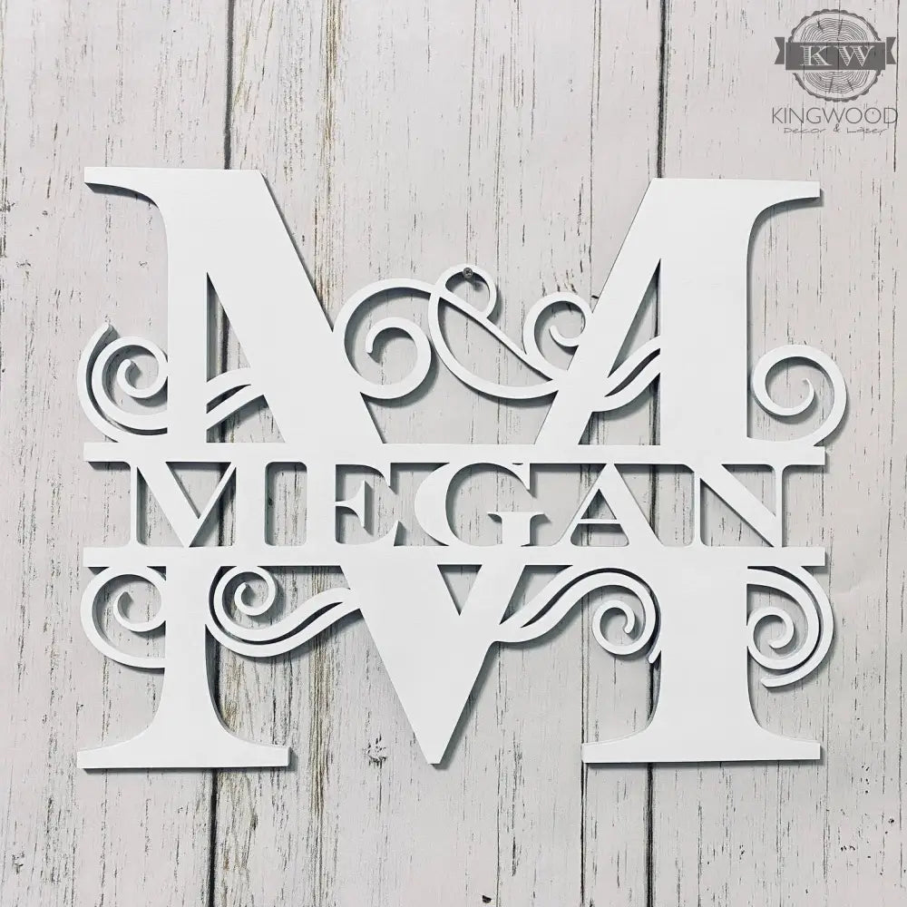 White wooden large family monogram sign for personalized large family decor