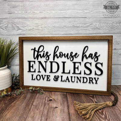 Love and laundry - framed wooden sign 3d laser cut,