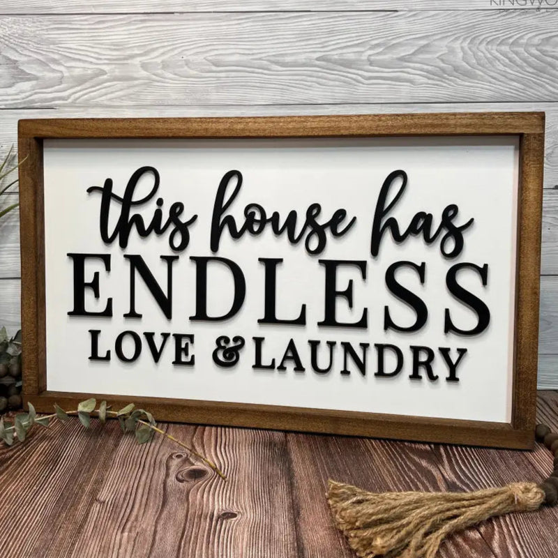 Love and laundry - framed wooden sign 3d laser cut,