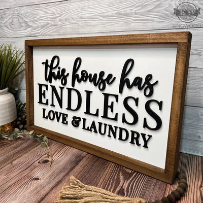 Love and laundry - framed wooden sign 3d laser cut,