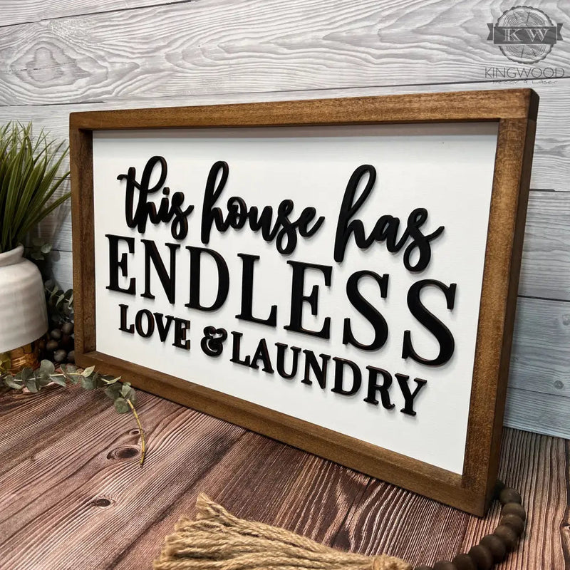 Love and laundry - framed wooden sign 3d laser cut,