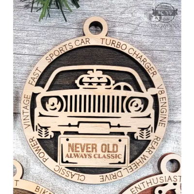 Muscle car ornament perfect for gift or tree 3d laser cut,
