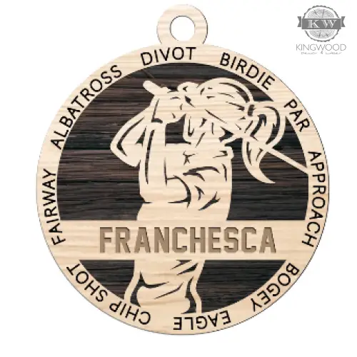 Personalized ladies & mens golf ornament with name sports