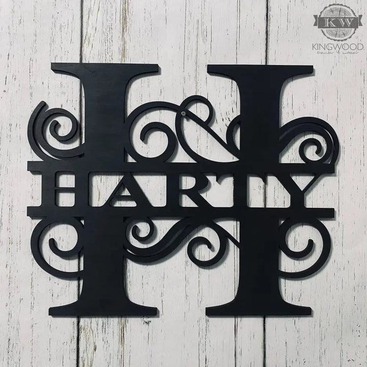 Black metal monogram for personalized letter monogram signs and decor display