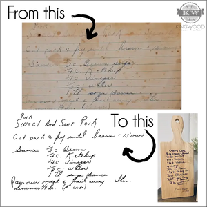 Personalized recipe board - from your old handwritten