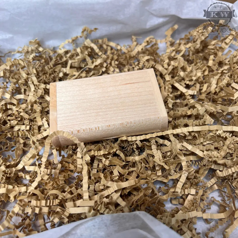 Rectangular wooden block representing personalized USB wooden drive for gifts and weddings