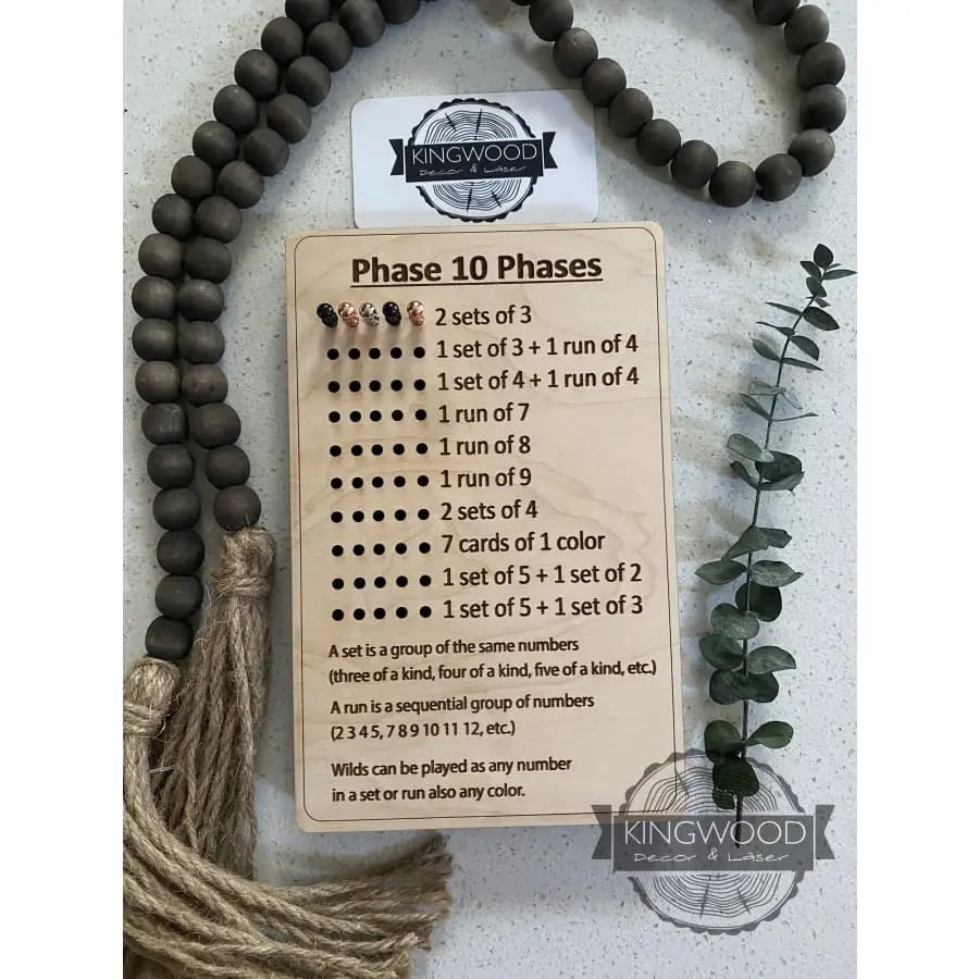 Phase 10 phases game board - laser engraved alberta,