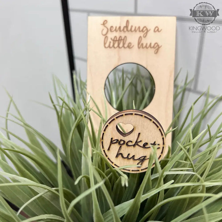 Wooden pocket hug token and holder, a thoughtful gift for loved ones and pocket hugs enthusiasts