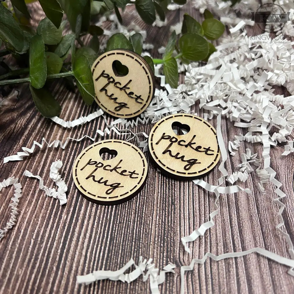 Wooden pocket hug tokens, a thoughtful gift for loved ones, ideal as pocket hugs or on cutting boards